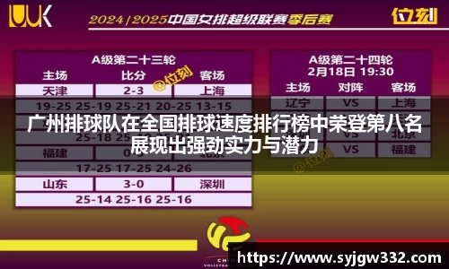 广州排球队在全国排球速度排行榜中荣登第八名展现出强劲实力与潜力